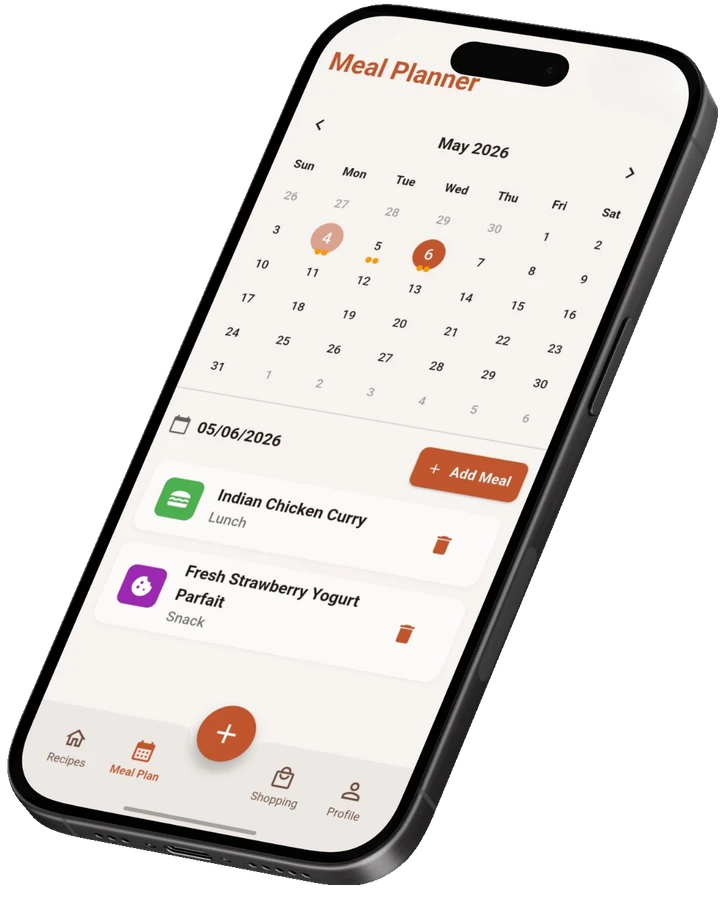 Sahten meal planner with a monthly calendar